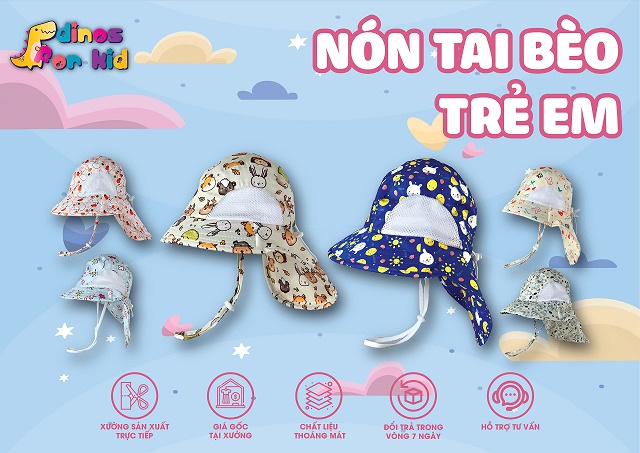 Banner mũ tai bèo che nắng cho bé