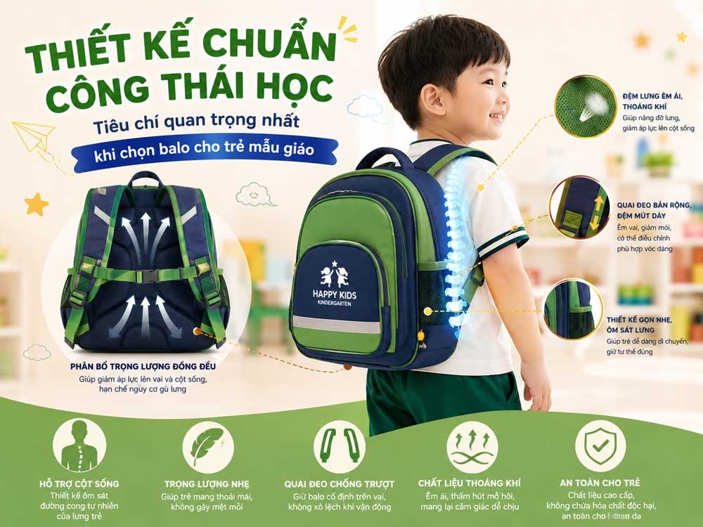 Tiêu Chuẩn Chọn Balo Mẫu Giáo Chống Gù Lưng Cho Trẻ Giúp Bảo Vệ Cột Sống Từ Những Năm Đầu Đời